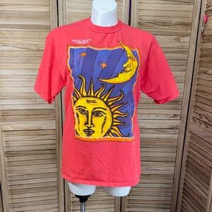 Biloxi Beach T-Shirt Mississippi Red Graphic  with Sun and Moon Design Size XL